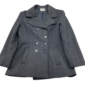 MDP Mario De Pinto Pea Coat Women XLarge Gray Double Breasted Jacket USA VTG